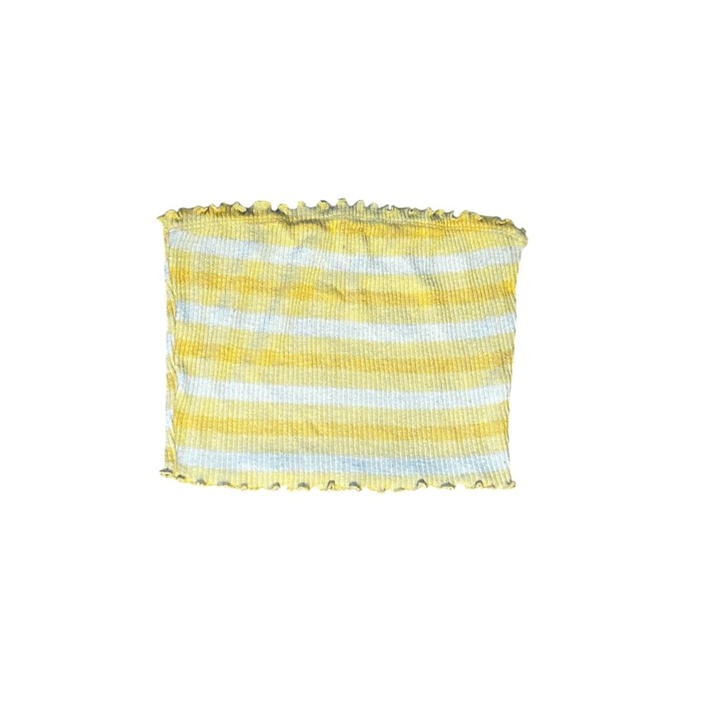 Yellow and White Striped Tube Top